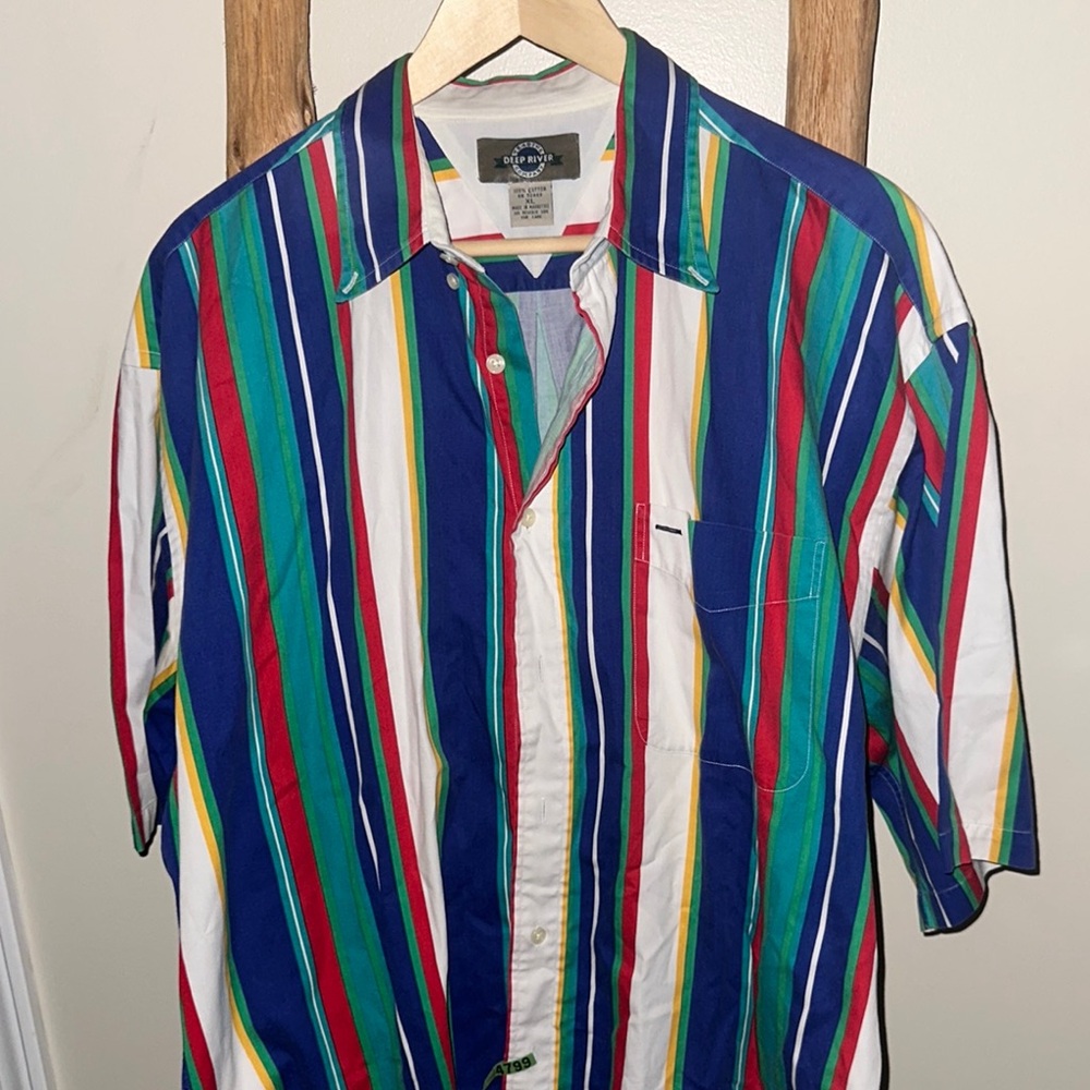 RARE Vintage 1990s striped Western Colorful button down cowboy shirt